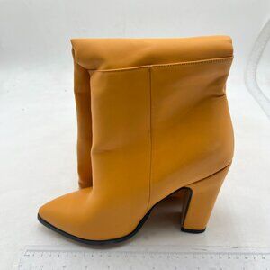 Women Pointed Toe Over the Knee High Boots Chunky High Heel Long Boots Yellow